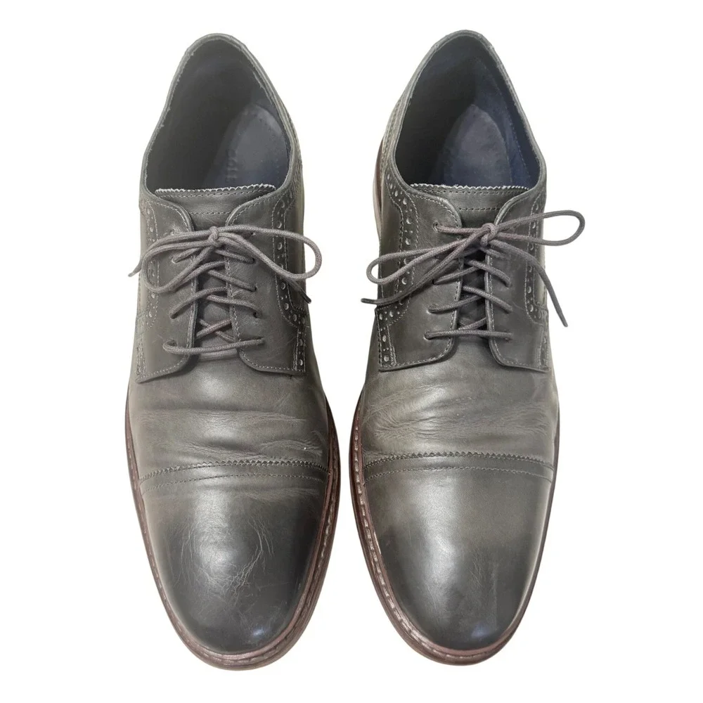 Cole Haan Men's Oxford Shoes 13 M Driftwood Gray Leather Cap‎ Toe C25400 Good